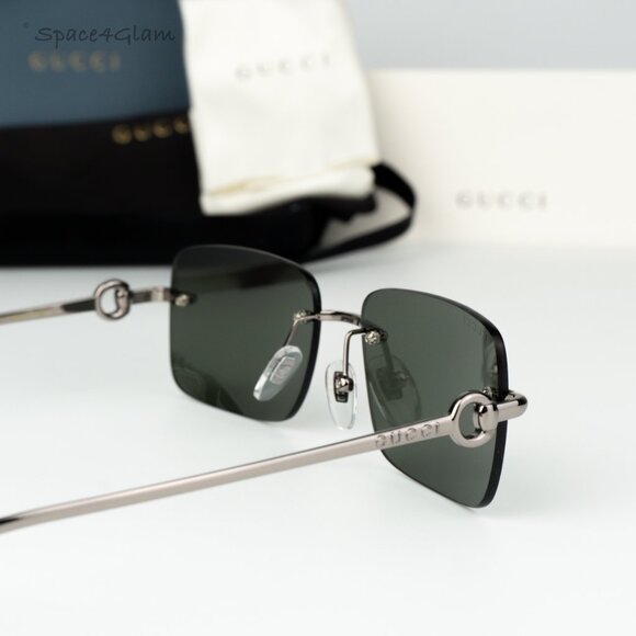Gucci Women Sunglasses Ruthenium Grey Rectangle GG1703S 001 BRAND NEW